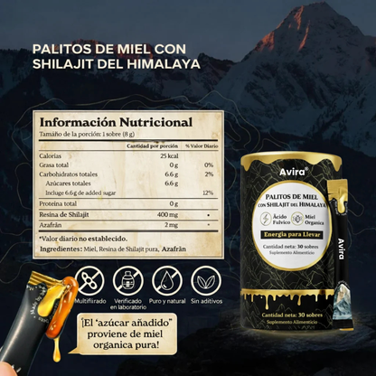 Barritas de Miel Dorada Shilajit del Himalaya Puro
